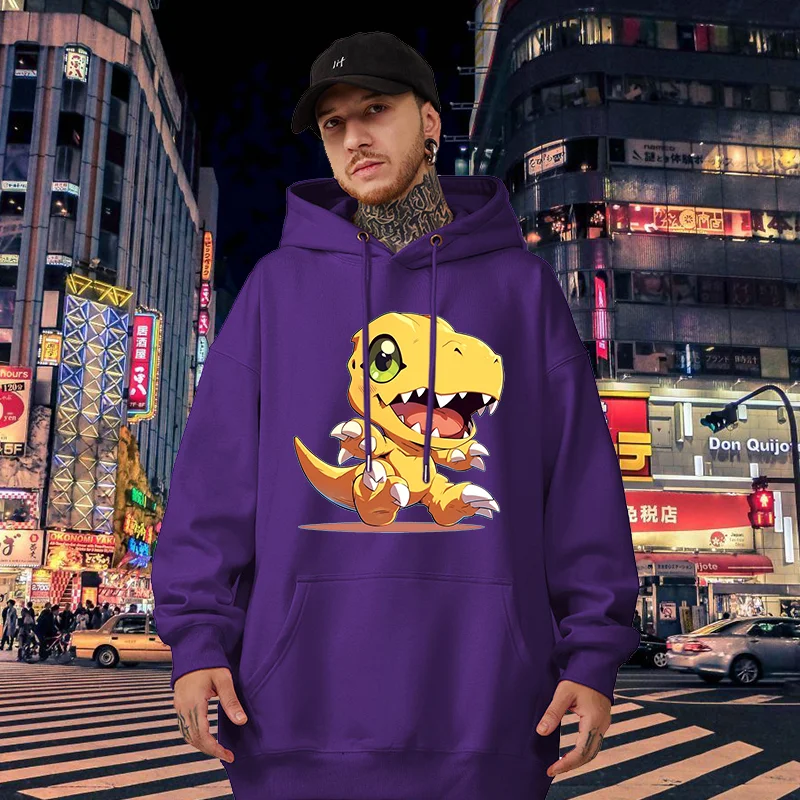 

Anime Digimon Hoodies Agumon casual men's and women's pullover role-playing clothing autumn and winter street clothing