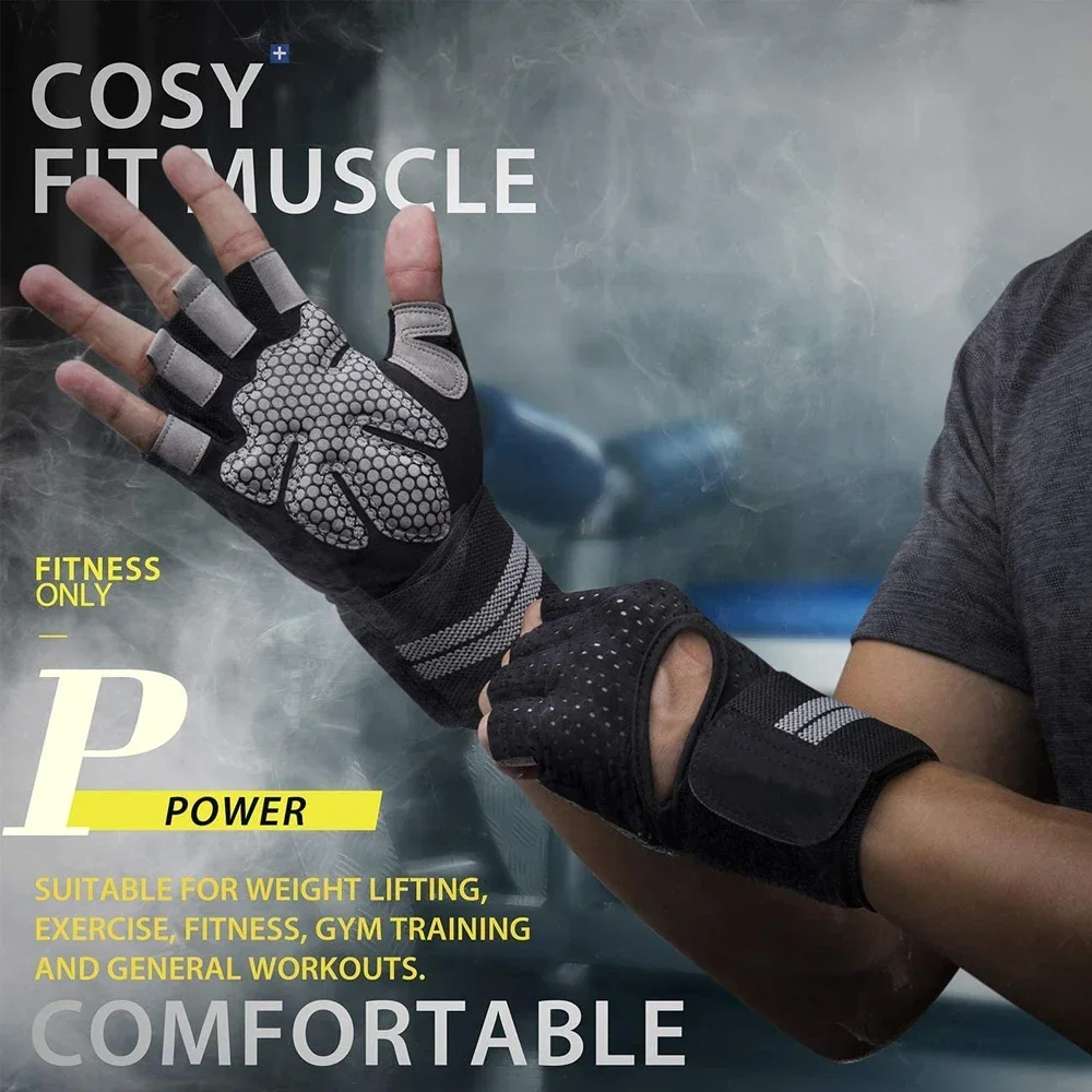 Weightlifting Gloves with Wrist Support for Heavy Exercise Body Building Gym Training Fitness Handschuhe Workout Crossfit Gloves 3