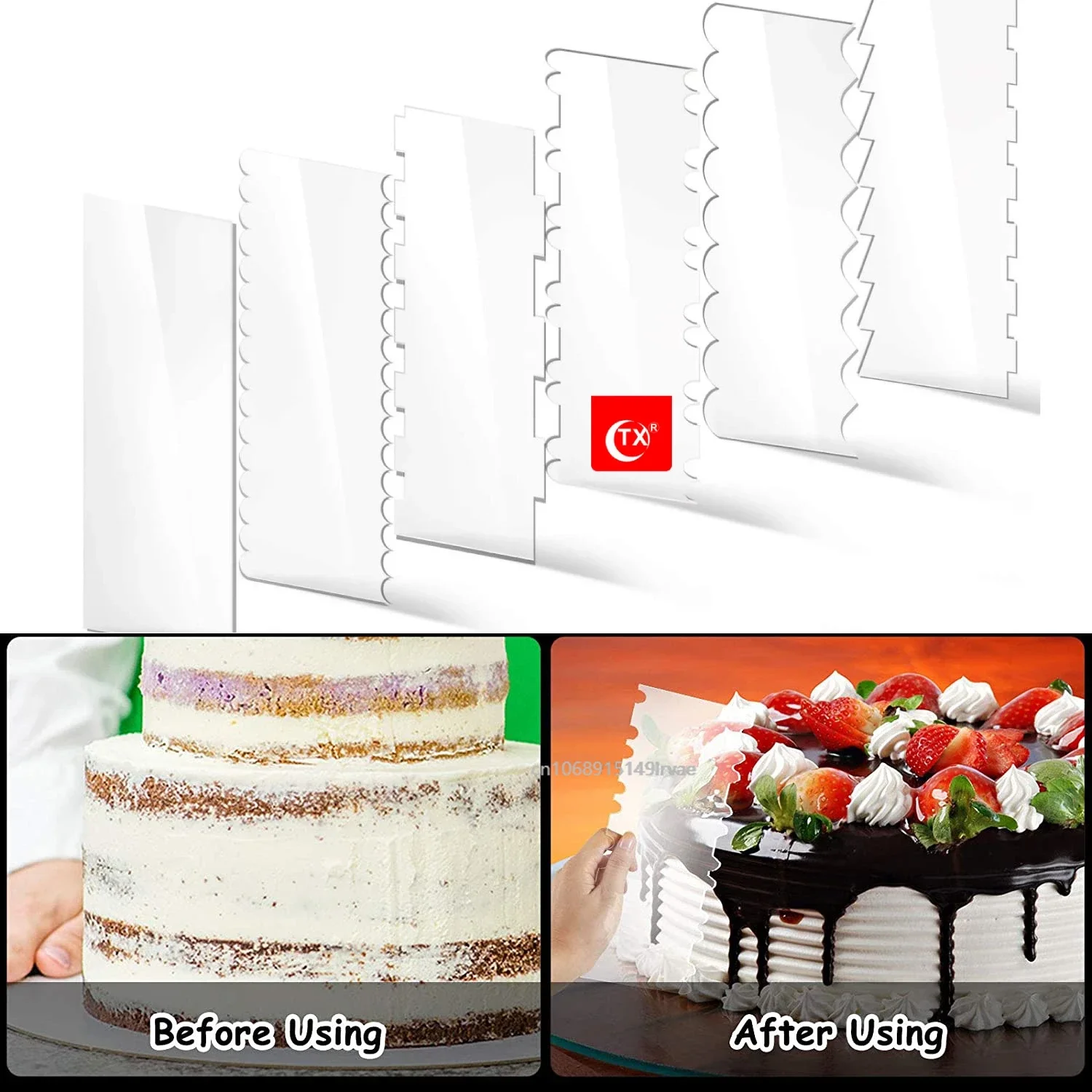 

Acrylic Cake Scraper Tool For Decorating Cake Icing Smoother Buttercream Frosting Scraper Stripe Cake Comb Cakes Decoration Tool