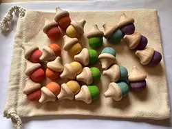 Pastel Rainbow Wooden Acorn Blocks (Rainbow 24 A)