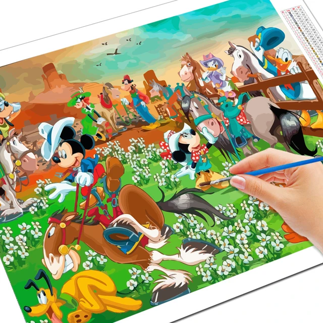 Disney-Pintar Por Número Para Adultos, Kit De Pintura, Flor Com Moldura,  Pintura A Óleo, Desenho Animal, Decoração De Parede Dos Desenhos Animados -  AliExpress