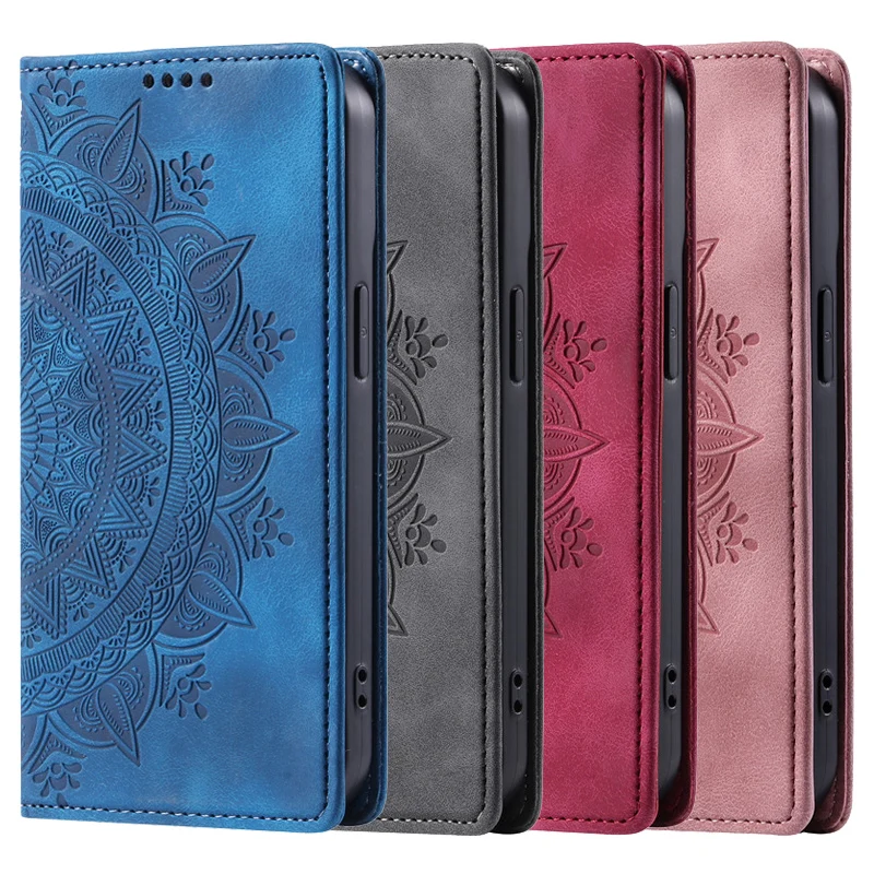 Luxury Leather Flip Cover Totems Wallet Phone Case