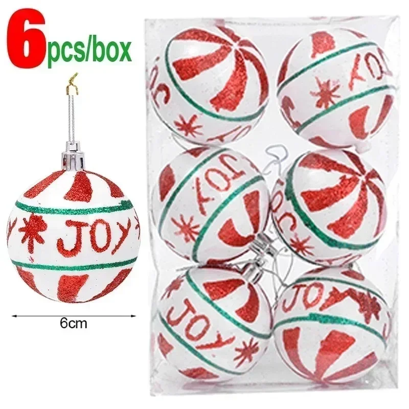 thumbnail image 1 of 6/24 piezas de adornos de bolas de Feliz Navidad, bolas pintadas para árbol de Navidad, colgantes para colgar, decoración para fiestas de Año Nuevo, suministros para festivales, 1 of 5