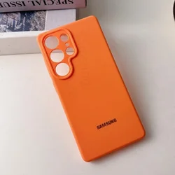 Premium Liquid Silicone Phone Case with Full Lens Camera Protection and Official Packaging for Galaxy S26 Plus (Orange)