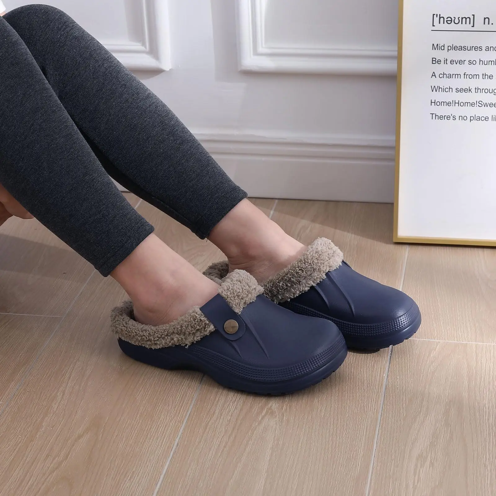 Eyriphy Classic Fur Lined Clogs For Women Waterproof Winter