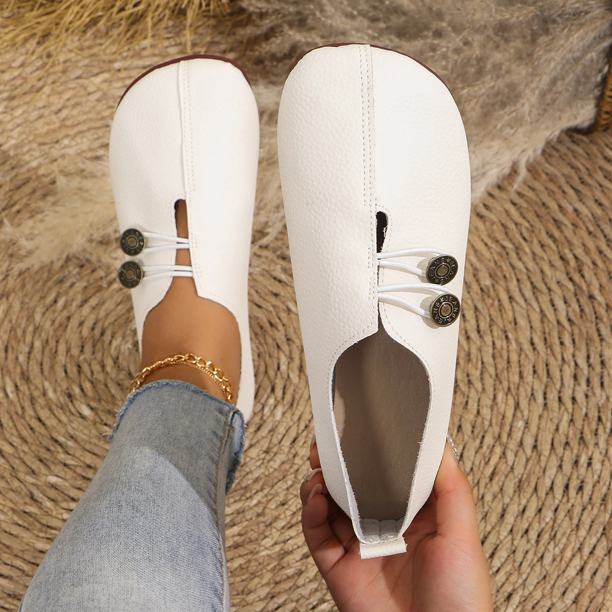 Women Flats Shoes 2024 New Spring Autumn Casual Comfortable Boat Shoes Loafers Round Toe Ballet Outdoor Soft Bottom Flat Shoes 5