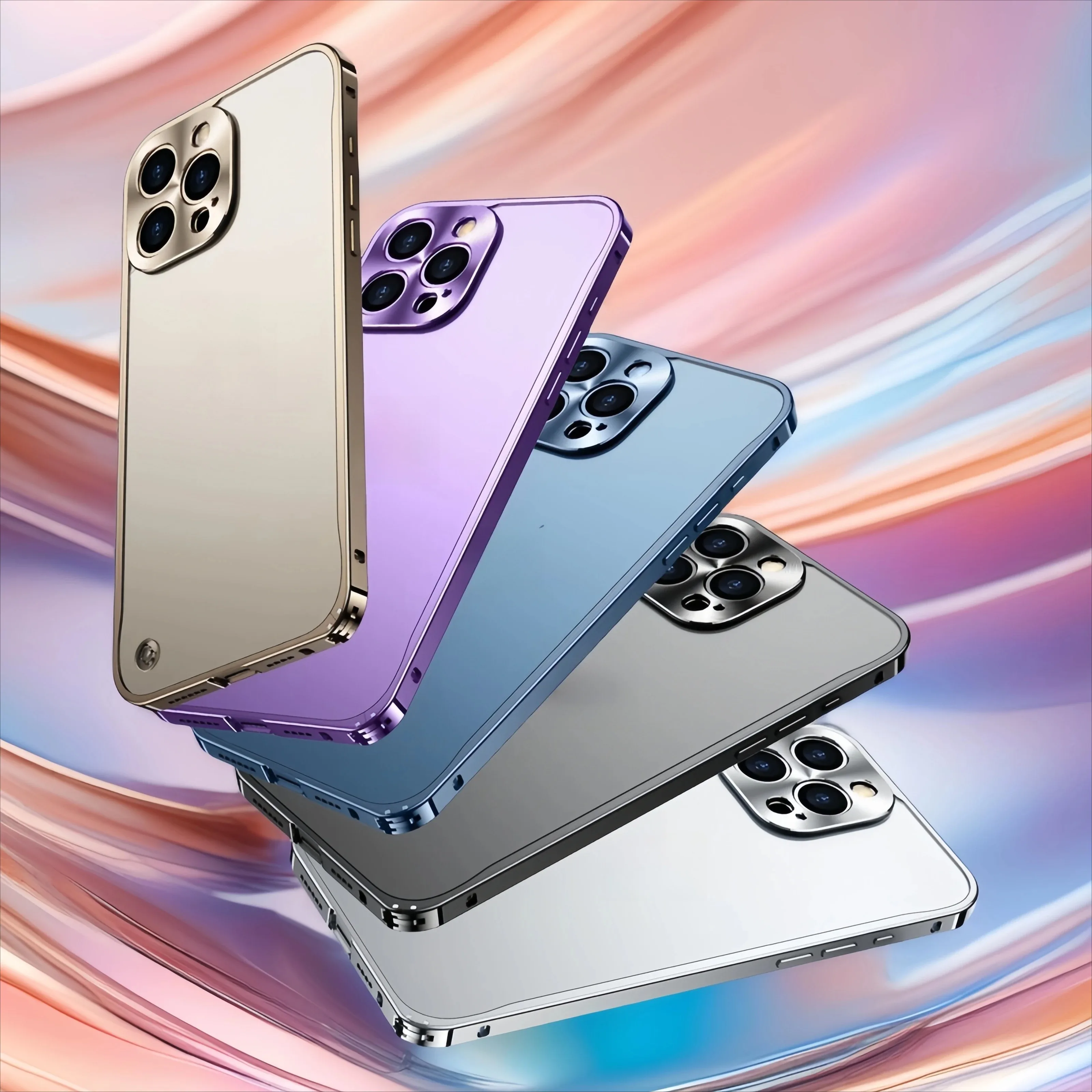 Sleek Metal Aluminum MagSafe-Compatible Magnetic Bumper Case with Matte Clear Back