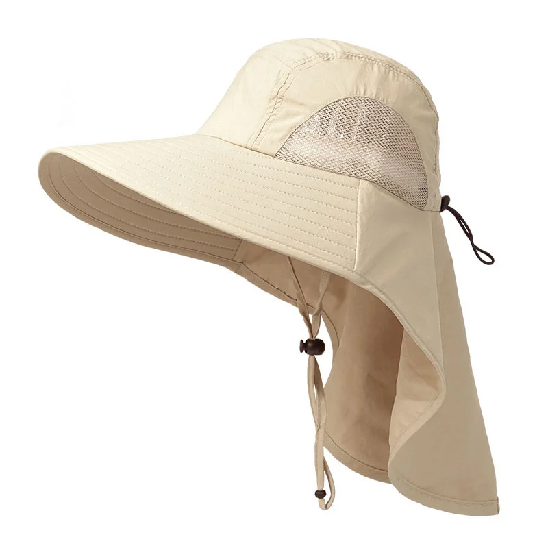 Fisherman Hat Outdoor Sports Jungle Hiking Hat Fishing Hat Wide Brim Bucket with Neck Cover Quick Dry Men Fishermen Sun Protected Cap