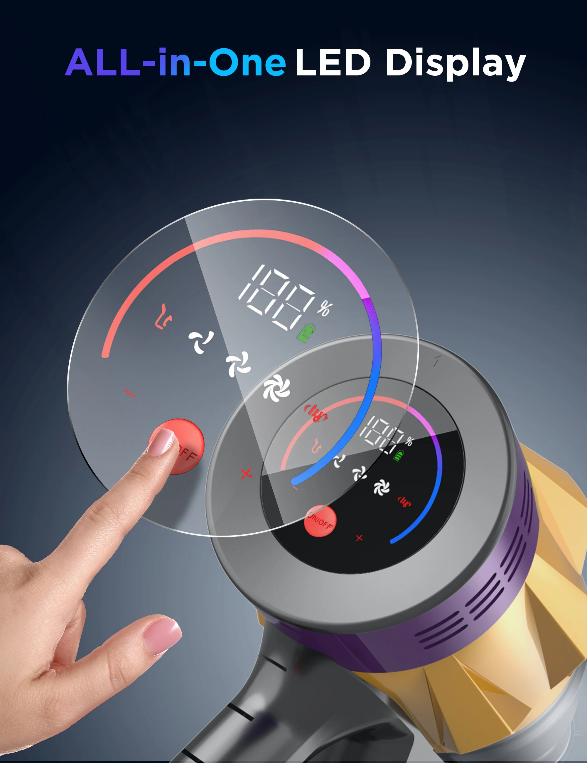 Multi-functional Portable Rechargeable Powerful Stick Vacuum 40min Runtime Cordl