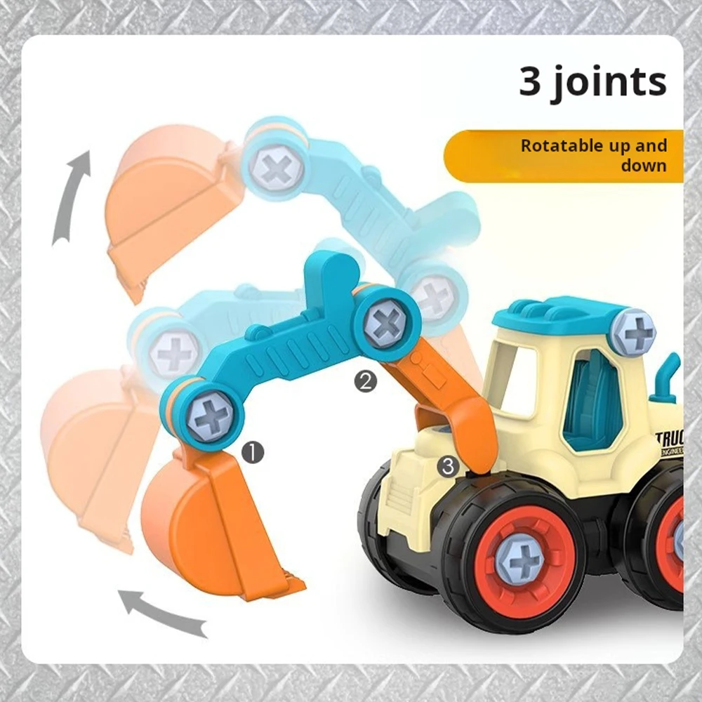 Construction Vehicle Toy Set DIY Engineering Truck Kit Battery-Free Mini Excavator Model Birthday Baby Shower Gift for Boys Kid