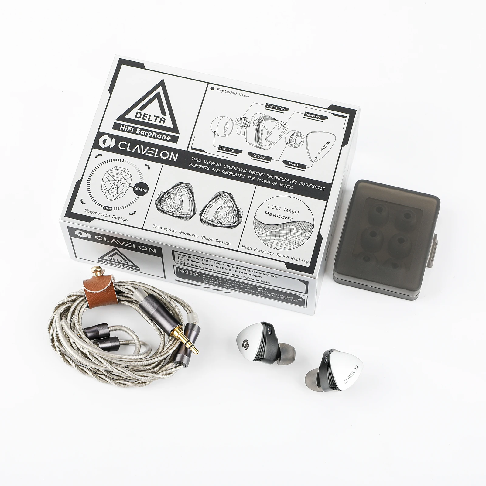 CLAVELON DELTA Cyberpunk-Inspired HiFi In-Ear Monitor Earphones with German Imported OFC Copper +Silver Plated Copper Cable 6