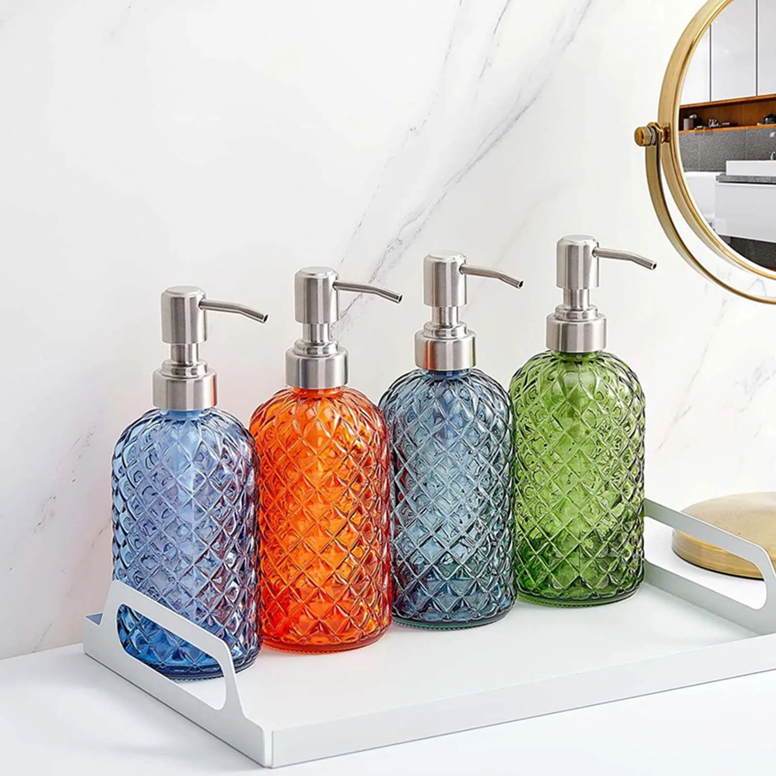 Glass Soap Dispenser Maual Liquid Soap Dispenser Bottle Refillable 304 Stainless Steel Pump Laundry Hotel Kitchen soap dispenser soap dispenser bottle