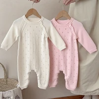 2025 Baby Knitted Rompers Pure Cotton Babies Clothing Newborn Baby Girls Knitting Princess Long Sleeves Autumn Jumpsuit Knitwear