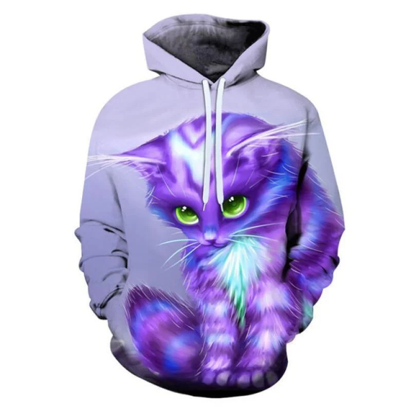 thumbnail image 1 of Sudadera con capucha con estampado de gato estrellado divertido para hombre, jerséis casuales con capucha y estampado de gato en 3D, novedad, sudaderas, tops, ropa de calle para hombre, 1 of 4