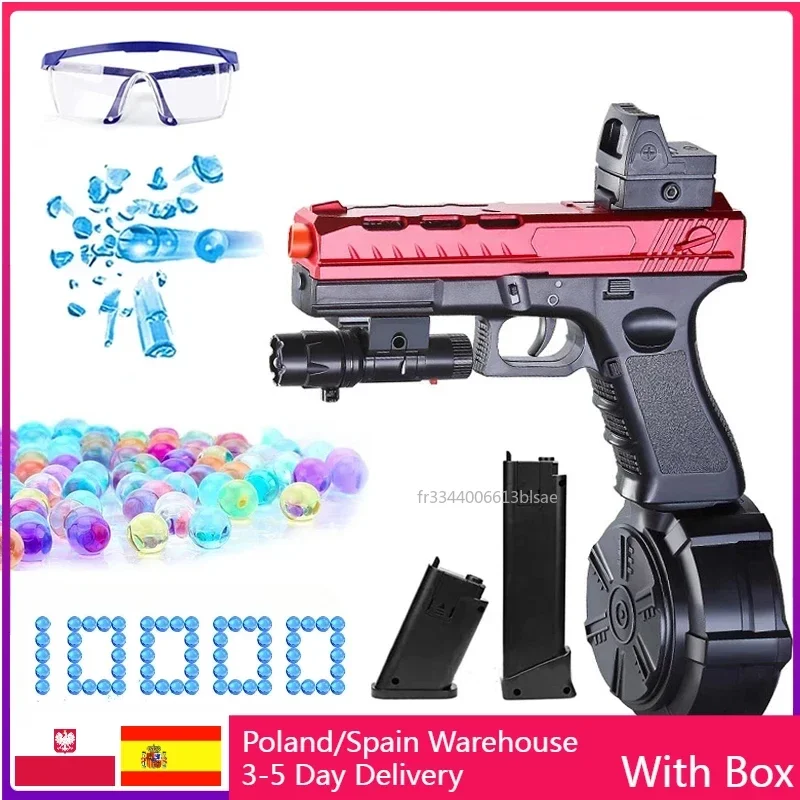 Gloc Electric Splatter Gun Ball Toy Pistol 10000 Water Beads Occhiali Per Outdoor Cs Game Giocattoli Per Bambini Regali Di Natale
