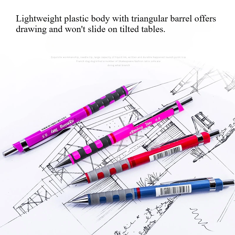 Rotring Tikky Mechanical Pencils 0.5/0.7mm Automatic Press Pencil Lightweight Plastic Body Triangular Barrel Hi-polymer Leads 1 mechanical pencils