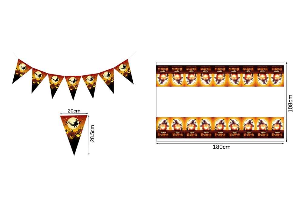 Halloween Einweg geschirr Halloween Kürbis Orange Teller Tasse Serviette Banner Happy Halloween Party Dekoration liefert – Detail 5