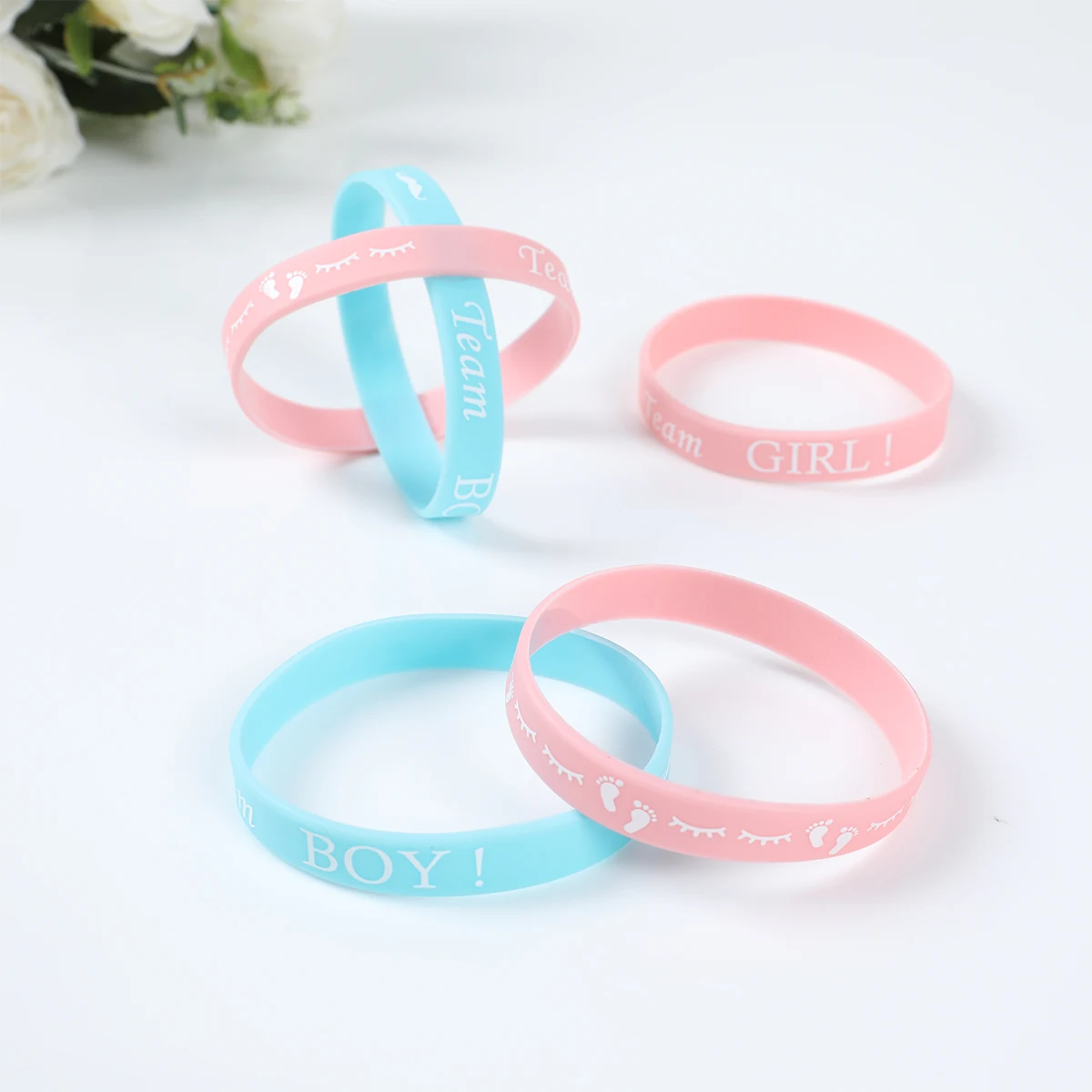 Gender Reveal Bracciale Party Theme Boy O Girl Team Bride Braccialetti Per Team Wendy Welcome Baby Shower Decoration Silicone