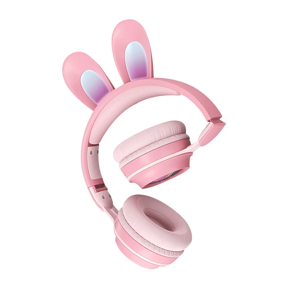 Écouteurs sans fil Rgb Rabbit Ears Casque avec micro Cute Girls Music  Bluetooth Casque pour
