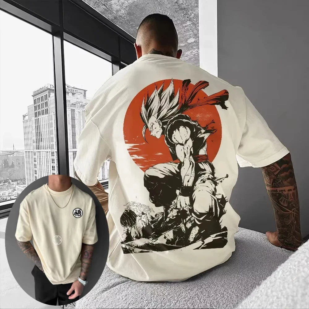 2026 Sommer Dragon Ball Retro Reine Baumwolle Fitness T-Shirt Herren Oversize Kurzarm Familien-Unisex Kinder Freizeithemd – Detail 4