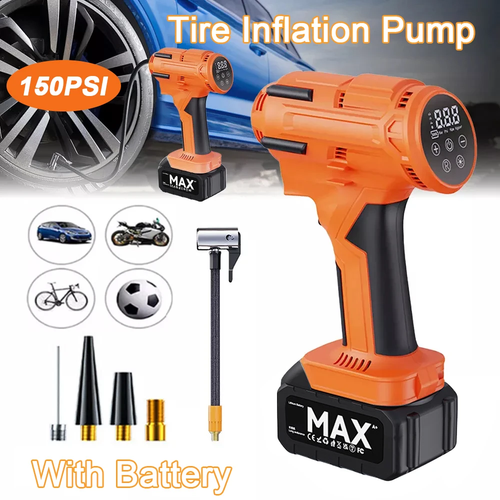 Wireless Air Compressor Heavy Duty 21V Rechargeable, Portable Electric Tire Pump with Digital Display LED Light for Car/Truck