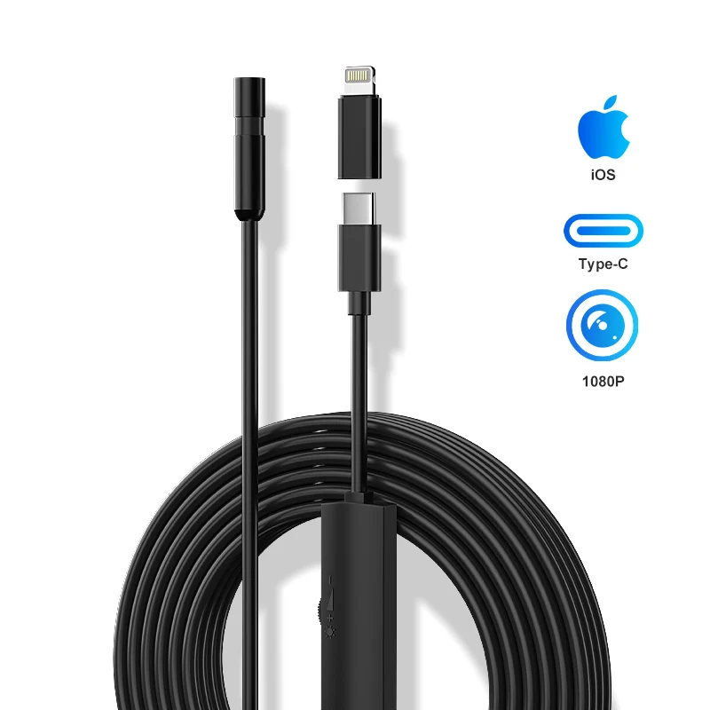 HD1080P TYPE-C Industrial Endoscope Camera 8MM/5.5MM Lens Pipe Inspection Borescope Camera Waterproof for Iphone Android Phones 1
