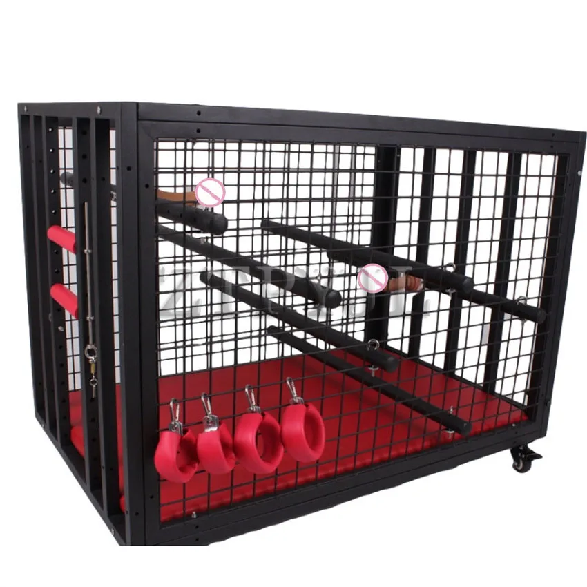 Large Sex Love Slave Training Dog Iron Cage Fetish BDSM Bondage Sex Toys For Women Men Adult Couples Games Furniture 18+
