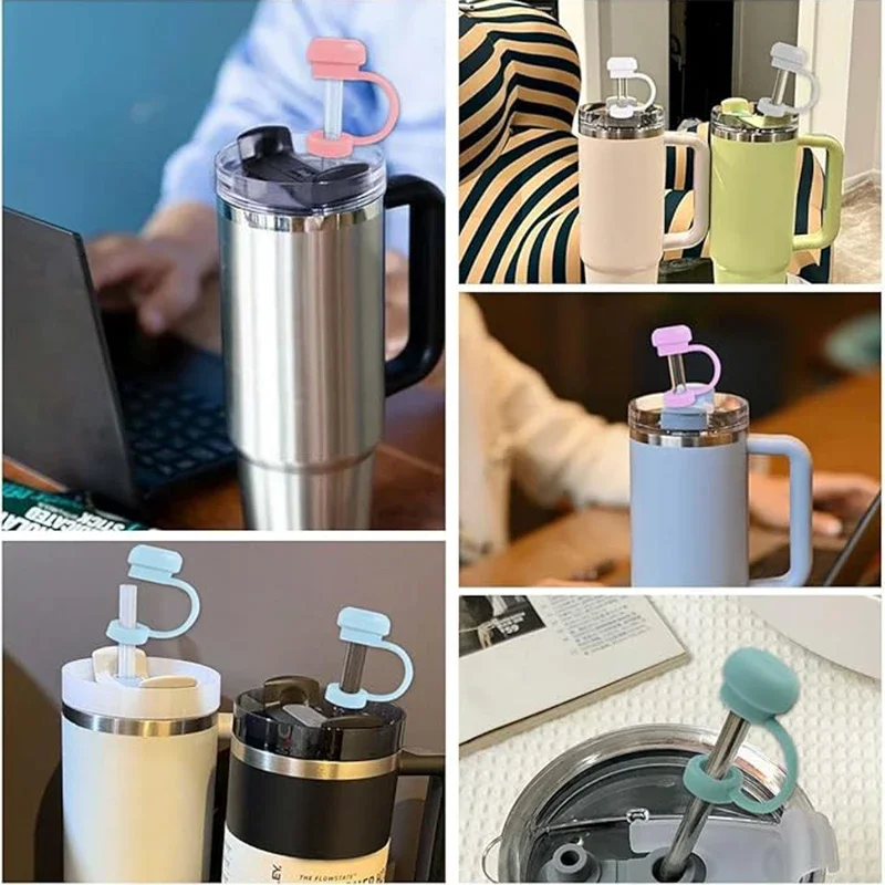 1/6 pcs Silicone Spill Proof Stopper Straw Covers Cap Reusable Silicone Straw Toppers Compatible Stanley Cup Spill Leak Stopper