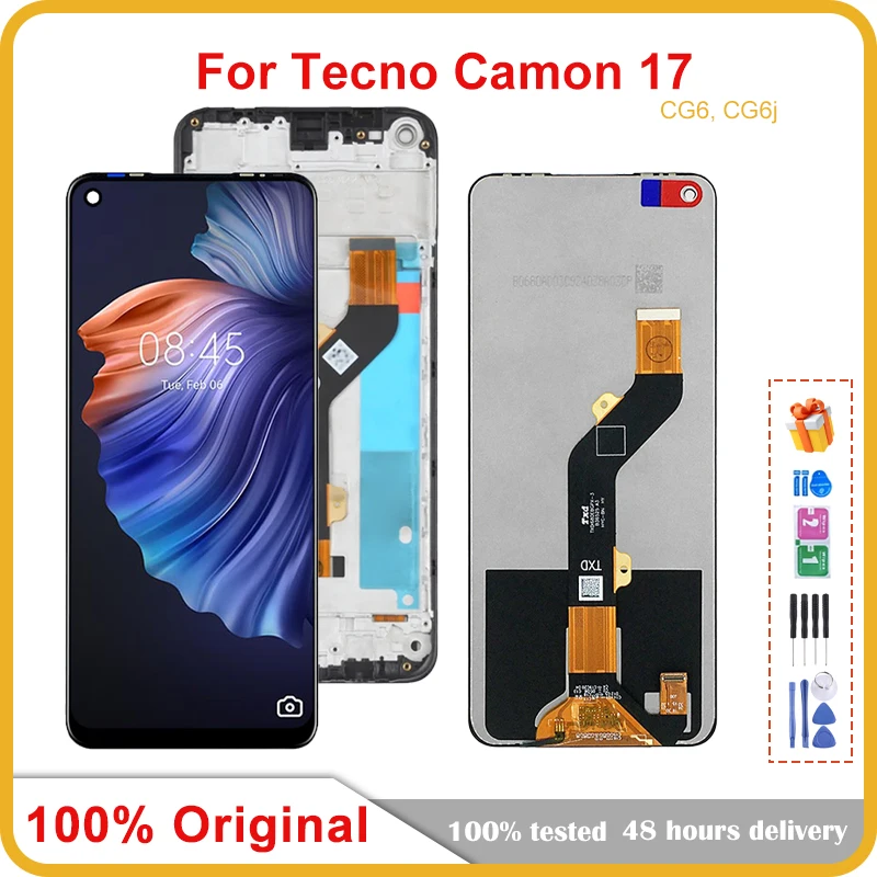 

Дисплей 6,6 дюйма для Tecno Camon 17, ЖК-дисплей, новинка для Tecno CG6 CG6j, запасные части для ремонта ЖК-дисплея