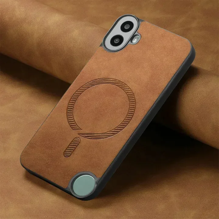 Luxury Leather Magnetic Case with Wireless Charging