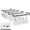 2PCS Iron Wine Glasses Hanging Holder Glass Rack Bartender Stemware Under Cabinet Stemware Organizer Bar Hanger Shelf Black 30CM 2
