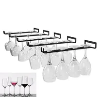 2PCS Iron Wine Glasses Hanging Holder Glass Rack Bartender Stemware Under Cabinet Stemware Organizer Bar Hanger Shelf Black 30CM 2