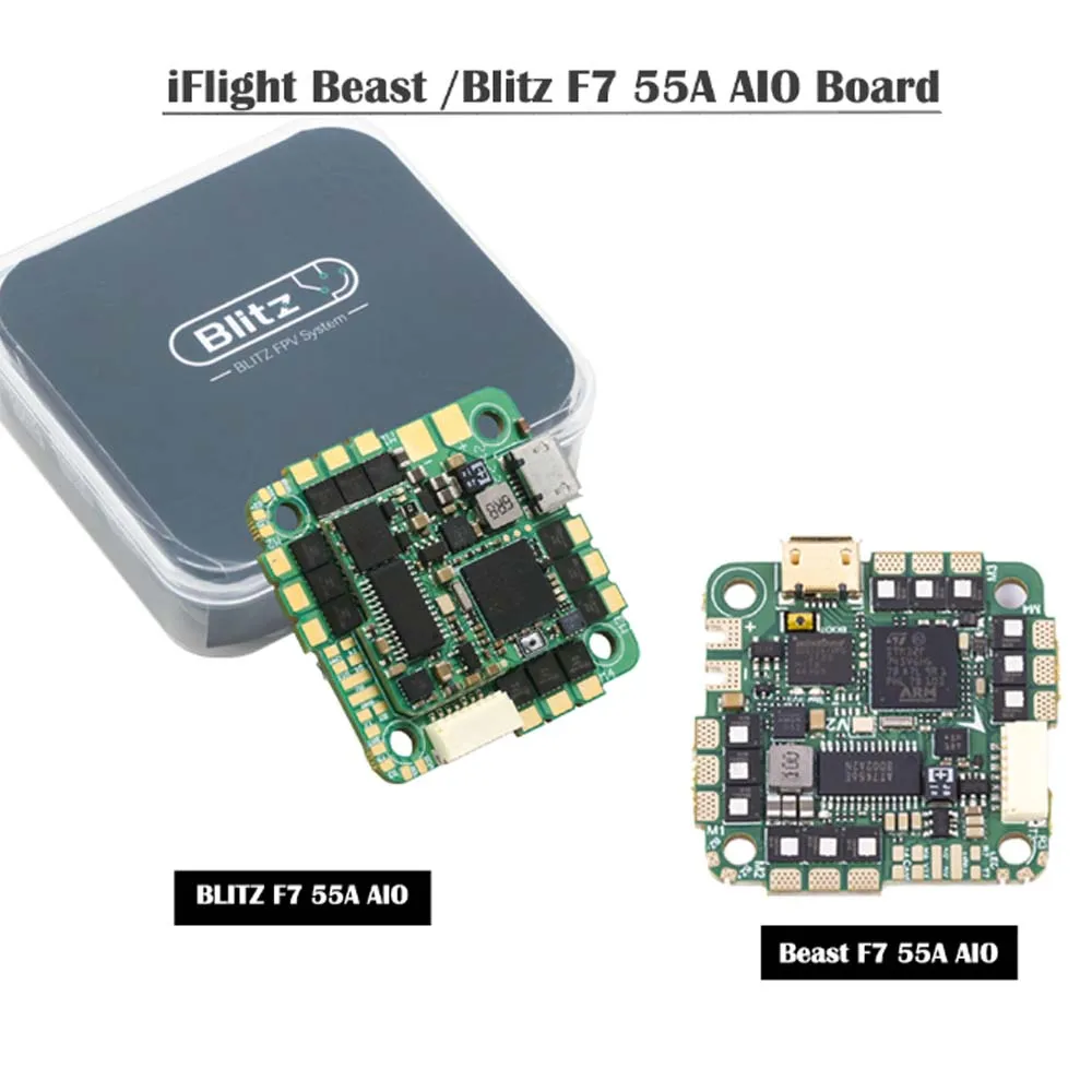 

1 шт. Контроллер полета iFlight Beast / Blitz F7 55A V2 2-6S BLHeli-S AIO плата с монтажным рисунком 25,5*25,5 мм для FPV игрушек