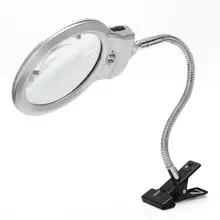  Illuminated Magnifier Magnifying Clip On Desktop Glass Reading Loupe Metal Hose LED Lighted Lamp Top Desk Magnifier With Clamp 