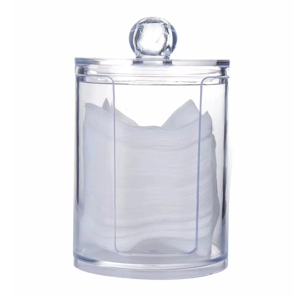 Clear Acrylic Makeup Pads Storage  Box with Lid Cotton Swab Jar Dispenser Cotton Ball Rounds Container Holder Bathroom Organizer 5