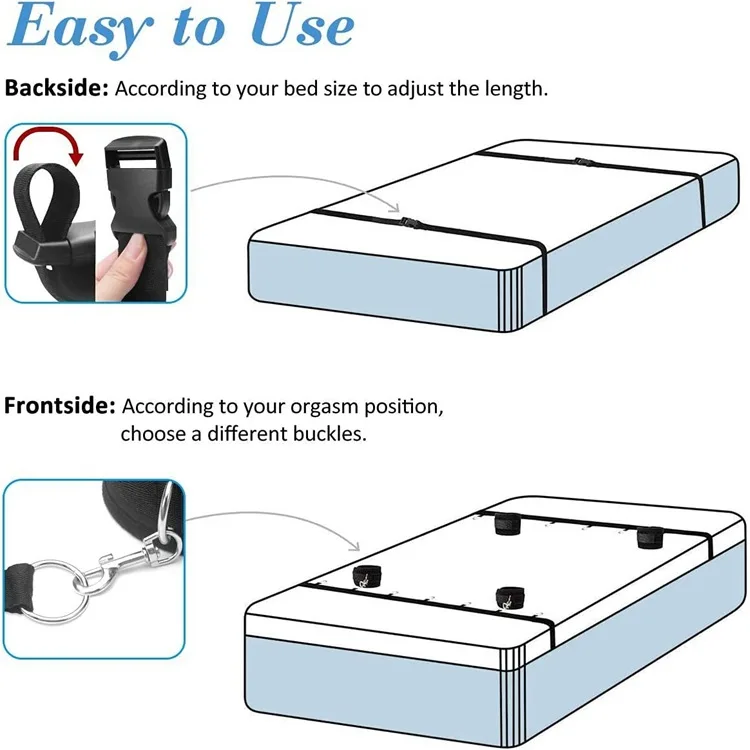 Sex Bondage BDSM Kit Bed Restraints Set Sex Toys with Hand Cuffs Ankle Cuff Bondage Collection & Blindfold & Tickler Included