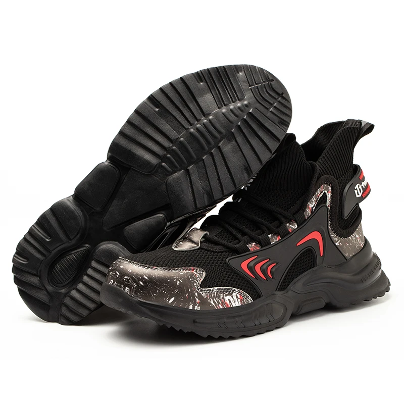 2022 New High Top Fashion Men Work Safety Boots Lightweight Steel Toe Work Shoes Anti Puncture Anti Smashing Men's  Boots