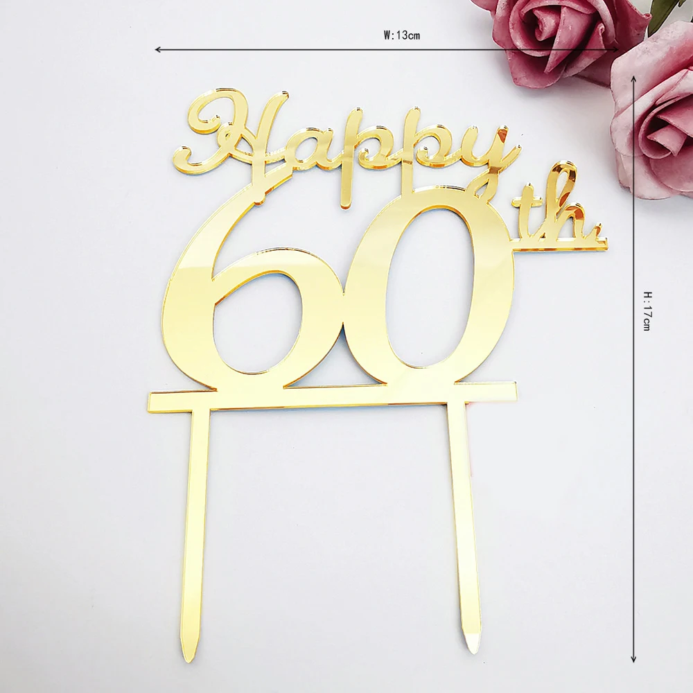 Number Acrylic Happy Brithday 40 50 60 70 80 Golden Cake Topper For Love Wedding Cake Topper Birthday Party Decoration party decorations,birthday party supplies,cake topper,cake decorations,cake toppers,gold leaf cake decorations