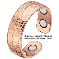 Pure Copper Magnetic Adjustable Ring - Vintage Therapeutic Anillo Magnetico Gift - Adjustable (K)