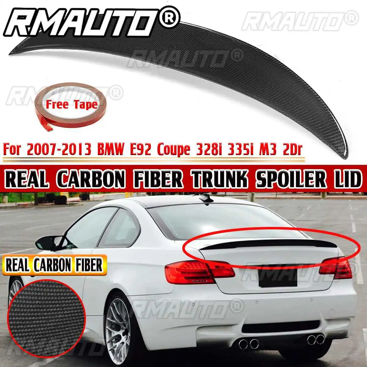 

Комплект для тела RMAUTO E92 из настоящего углеродного волокна, передний бампер, боковая юбка, задний спойлер, задний сплиттер для BMW E92 Coupe M-Tech 2010-2013