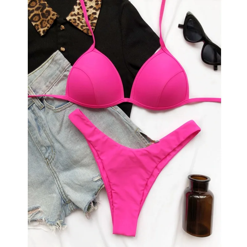 Women 2 Piece Swimsuit Sexy Swimwear Halter String Triangle Bikini Sets