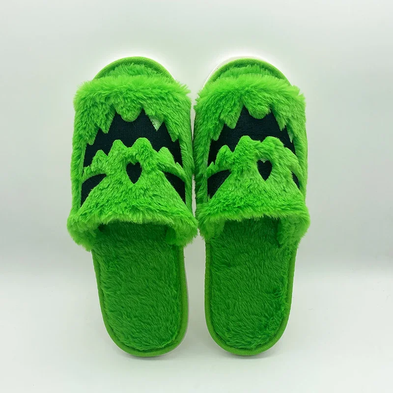 2-10pcs Cotton Fluffy Slippers with Socks Halloween Pumpkin Platform Plush Slides Couple Halloween Party Shoes