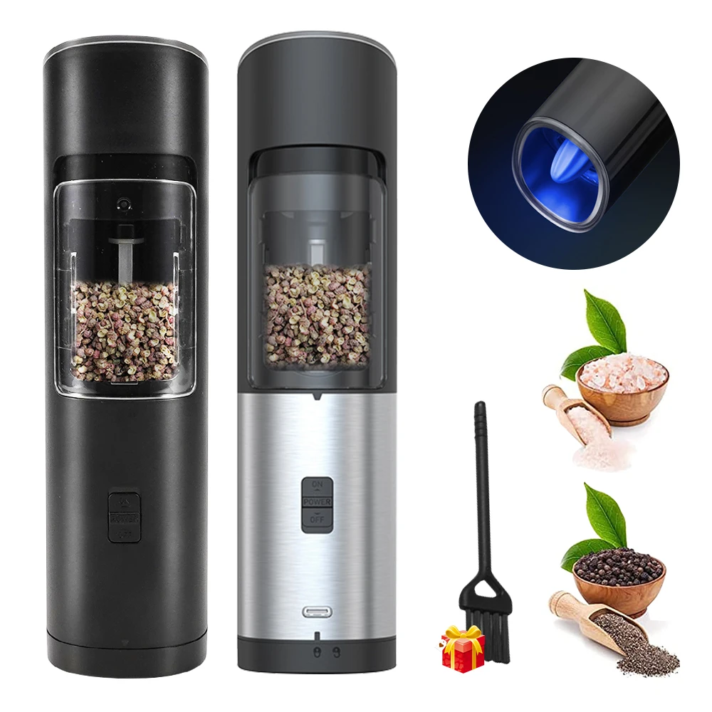 Stainless Steel /ABS Electric Salt and Pepper Mill Grinders Set Automatic Gravity Herb Spice Adjustable Coarseness Gadget |