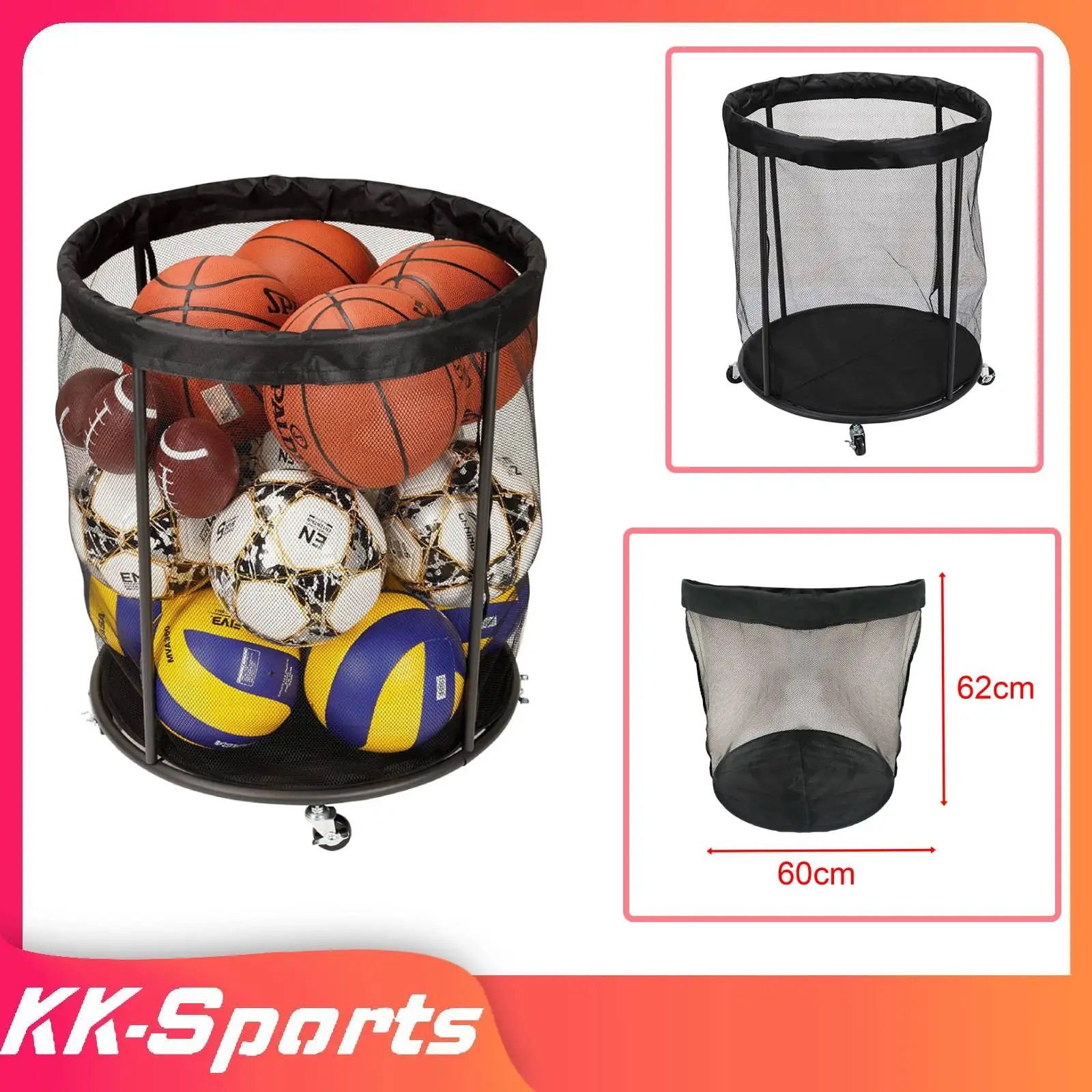 Rolling Sports Ball Cart Wheeled Ball Cart Ball Storage Sport Equipment Storage Bag for Rugby Soccer Baseball Basketball baseball glove strap sport tape throwing softball supply fixing adhesive fixer nylon elastic pitcher sports band women s