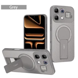 Carbon Fiber Magnetic Ring Invisible Stand Phone Case Cover for Infinix Note Edge (GRAY)