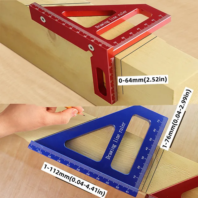 Carpenter Square -Woodworking Square Protractor Aluminum Miter Triangle Ruler 3D Multi Angle 45/90 Degree Layout Measuring Ruler 5