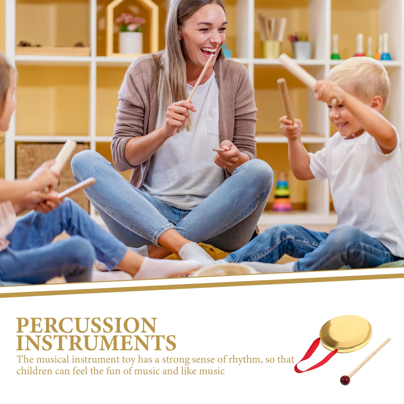 Portable Handheld Gong With Mallet Kids Percussion Toy Instrument Metal Gong For Safe Exquisite Cymbals Musical Instruments