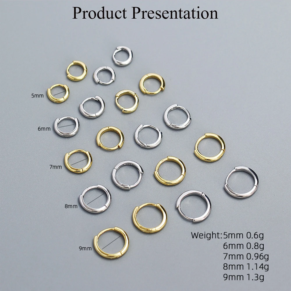 925 Sterling Silver Hoop Earrings silver hoop earrings silver earrings hoop earrings 5mm/6mm/7mm/8mm/9mm 18k Gold Plated Round Circle Earrings Unisex Fashion Jewelry