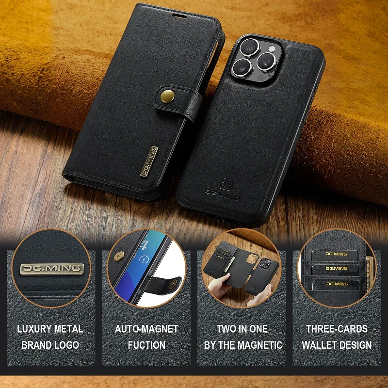 Magnetic Cowhide Phone Cover Card Slot Banknote Clip Folding Protective Case For iPhone 16 Pro Max 15 Pro Max 16E 14 13 12