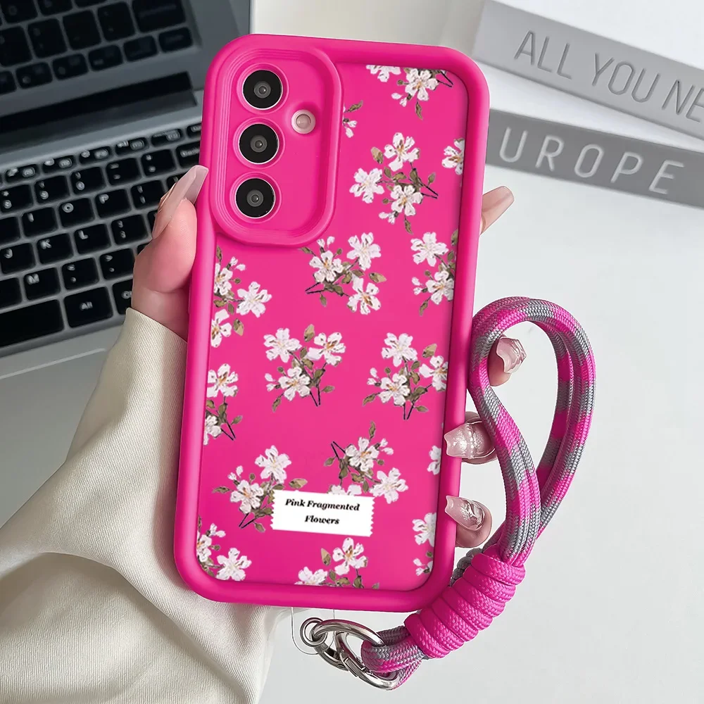 Small Flower Wrist Chain Lanyard Phone Case Cover